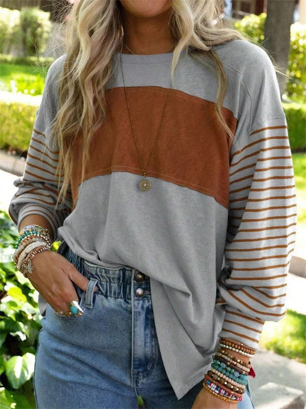 Women’s Blouse – Oversized Fit – Long Sleeve – Crew Neck – Breathable Blend – Casual Style