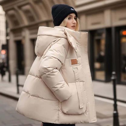Women’s Quilted Jacket – Relaxed Fit – Hooded – Padded – Ribbed Cuffs – Front Pockets