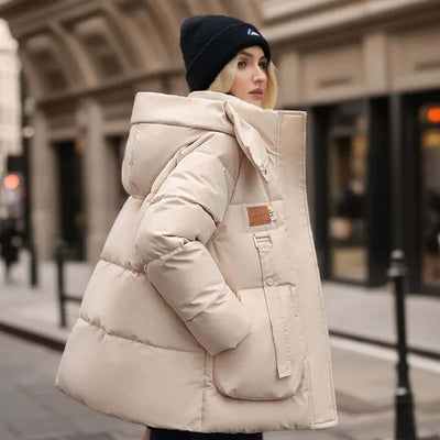 Women’s Quilted Jacket – Relaxed Fit – Hooded – Padded – Ribbed Cuffs – Front Pockets