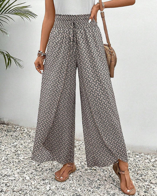 Women's Wide-Leg Trousers - Elastic Waist - Lightweight Flowing Casual Wear