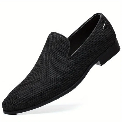 Men’s Slip-On Shoes - Leather - Flat Heel - Rubber Sole - Casual Comfortable Wear