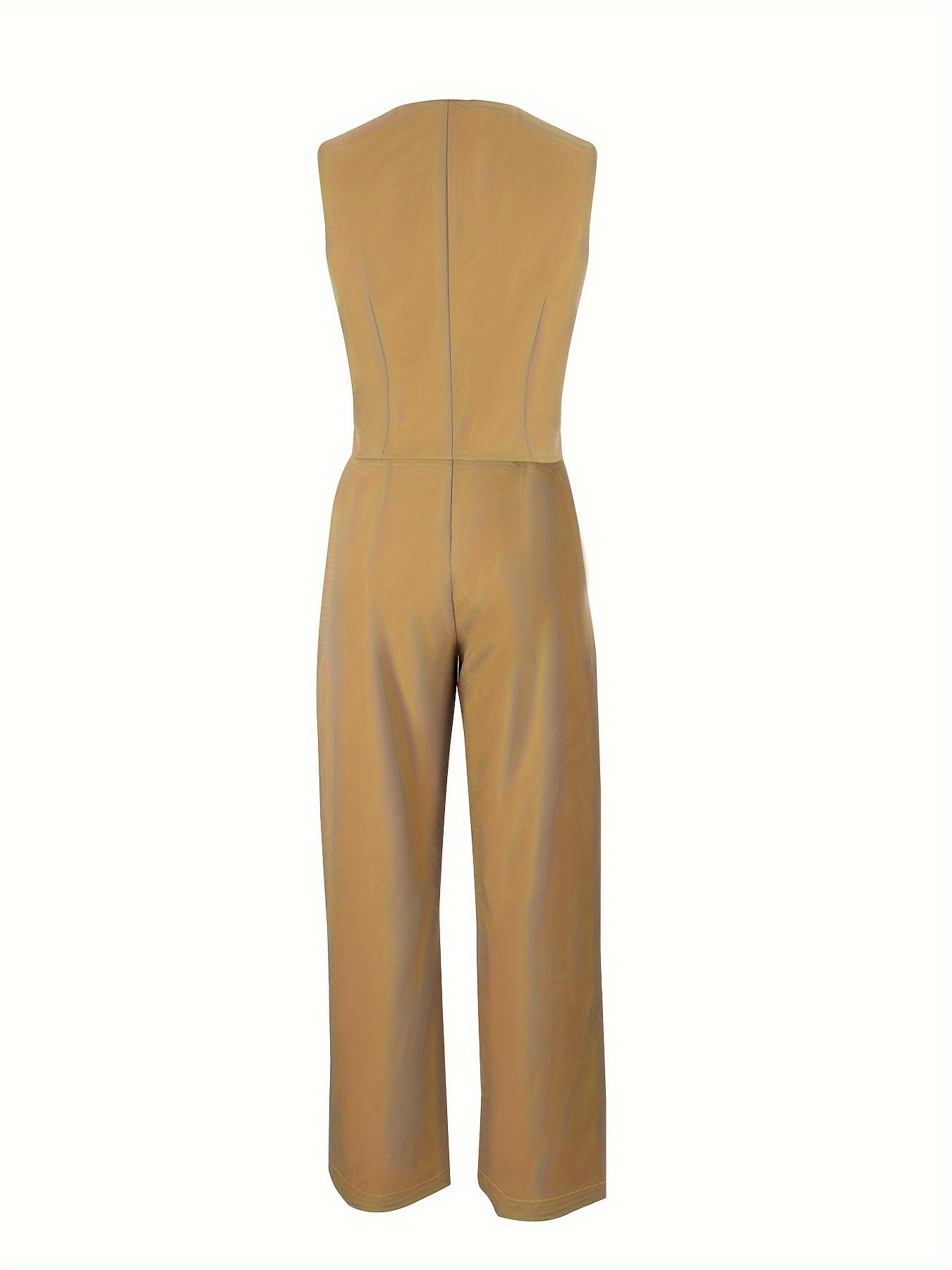 Women's Tailored Two-Piece Suit - Fitted Vest & High-Waisted Wide-Leg Trousers