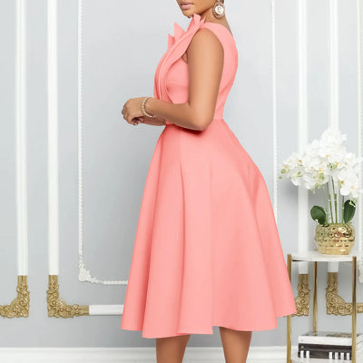 Women's blooming romantic one shoulder flare dress