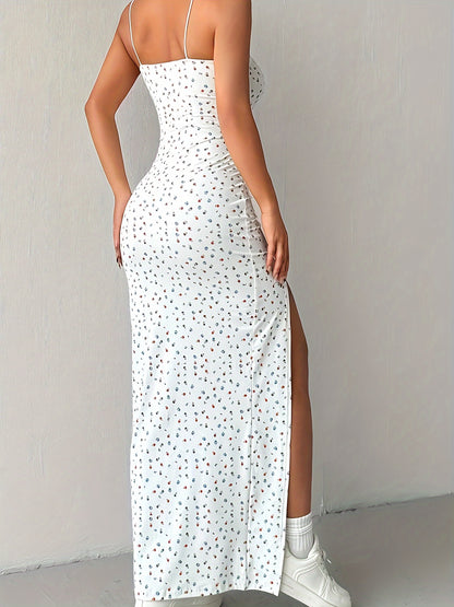 Sleeveless maxi dress with slit for women