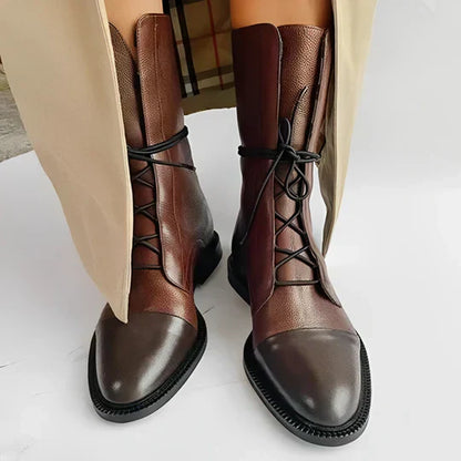 Women’s Leather Boots – Mid-Calf Length – Lace-Up Front – Streamlined Fit