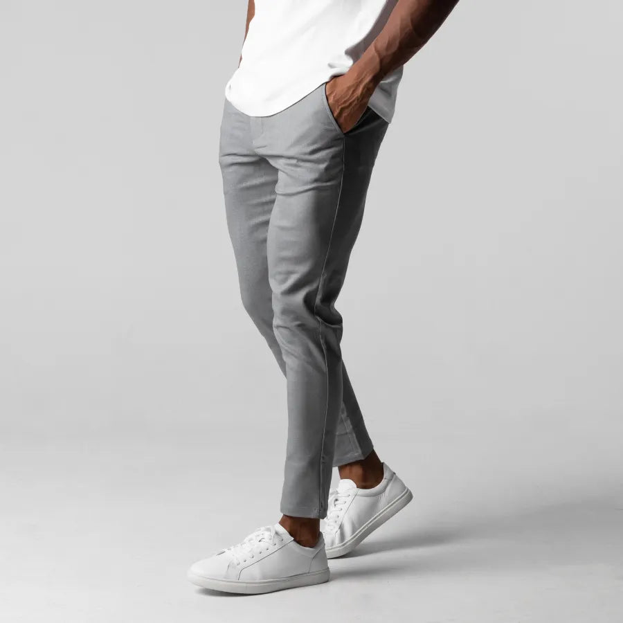 Men’s Slim-Fit Dress Trousers - Stretch Cotton - Flat Front - Business Casual