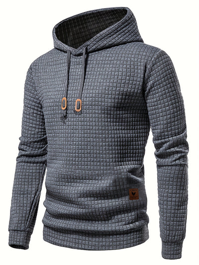Men’s Quilted Hoodie - Regular Fit - Pullover Style - Drawstring Hood Casual Wear