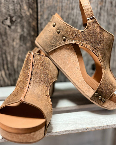 Women’s Sandals – Ergonomic Fit – Open Toe – Cork Footbed – Cut-Out Design – Stud Detail