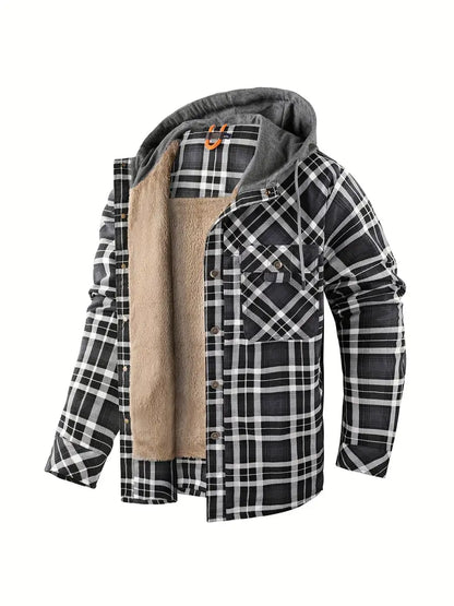 Hooded checked jacket for men