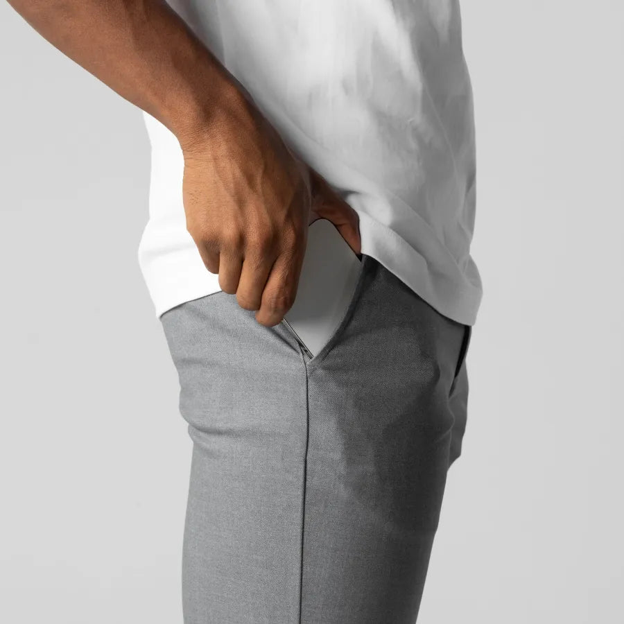 Men’s Slim-Fit Dress Trousers - Stretch Cotton - Flat Front - Business Casual