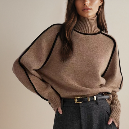 Women's sweater with semi-high neckline