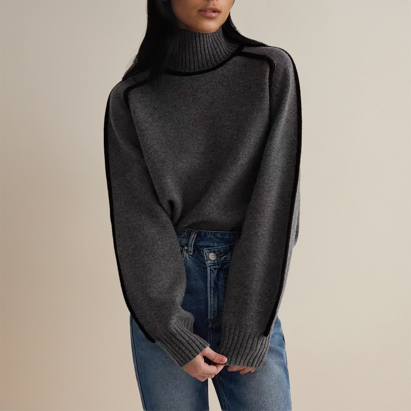 Women's comfortable sweater with roll collar