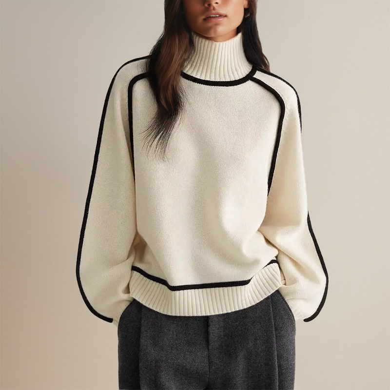 Women's sweater with semi-high neckline