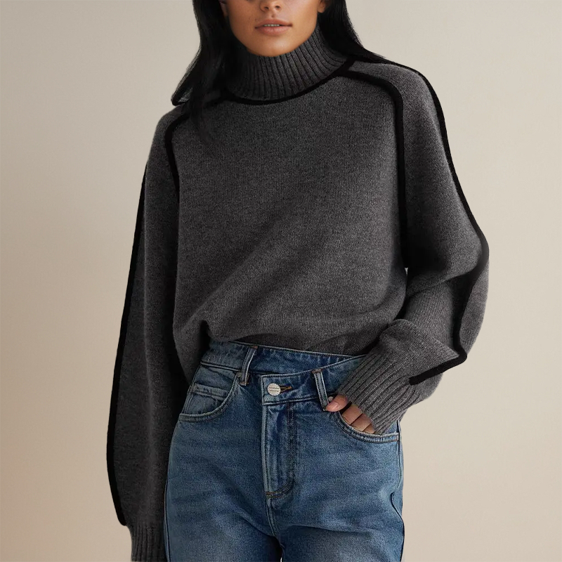 Women's sweater with semi-high neckline