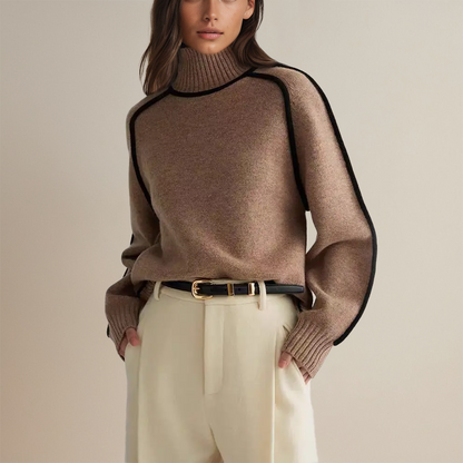 Women's sweater with semi-high neckline