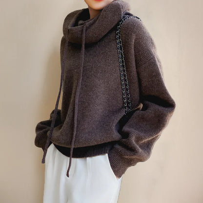 Women’s Turtleneck Sweater – Wool – Oversized Fit – Dropped Shoulders – Ribbed Trim