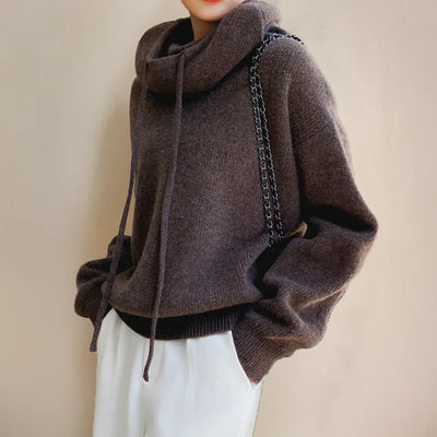 Women’s Turtleneck Sweater – Wool – Oversized Fit – Dropped Shoulders – Ribbed Trim