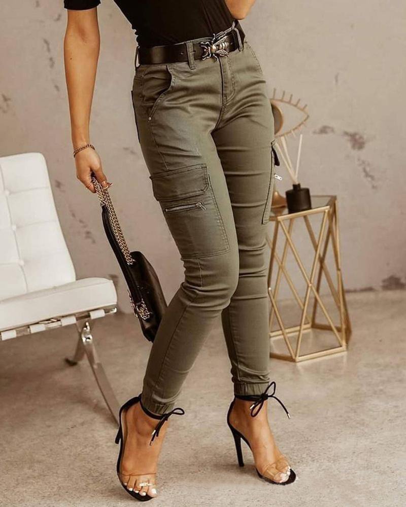 Women's comfortable skinny cargo jogging pants