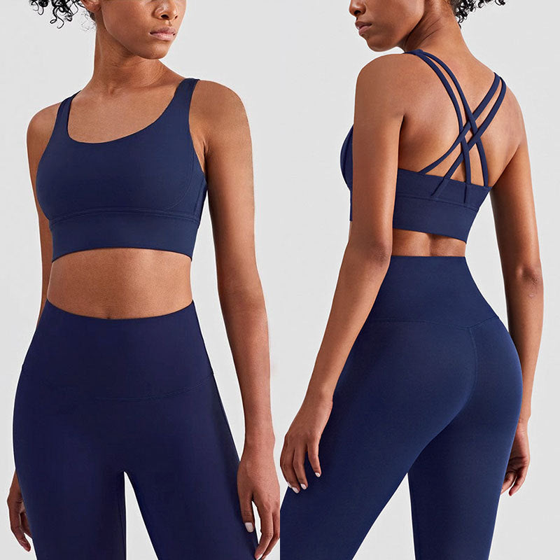 Women's Activewear Set - High-Waisted Leggings & Racerback Sports Bra - Gym & Yoga Fit