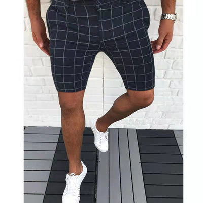 Men’s Plaid Shorts - Tailored Fit - Breathable Fabric - Above Knee Casual Wear
