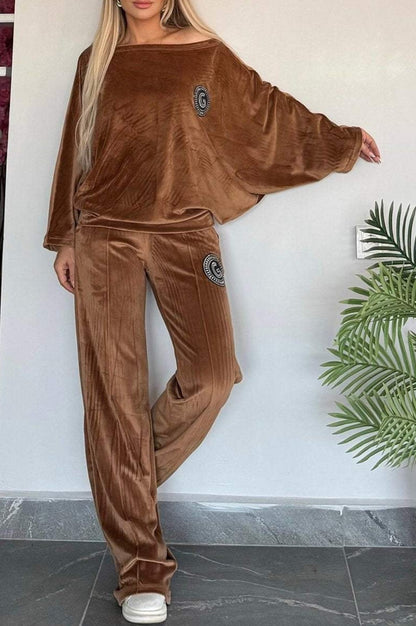 Women's Loungewear Set - Velvety Soft - Oversized Top & Wide-Leg Trousers - Relaxed Fit