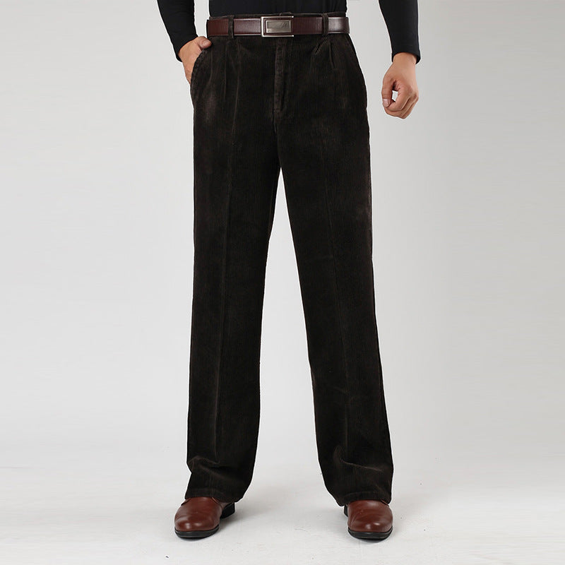 Men's corduroy pants with classic fit and belt loops
