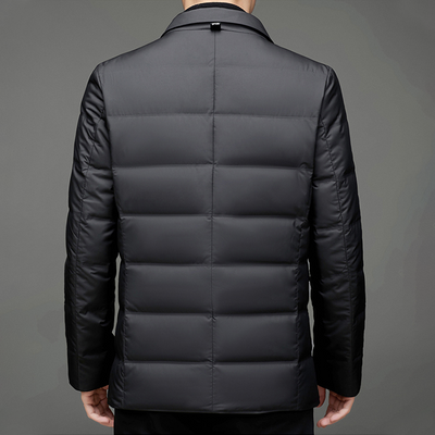 Men’s Puffer Blazer Jacket – Tailored Fit – Quilted Insulation – Water-Resistant – Notched Lapels