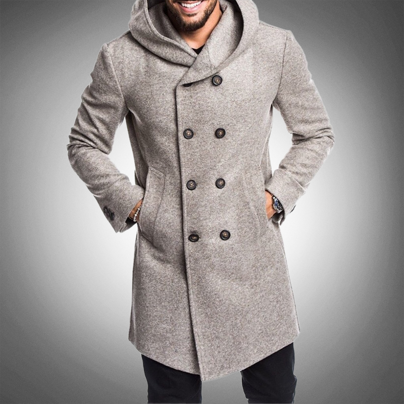 Dion - heren lange trenchcoat met capuchon