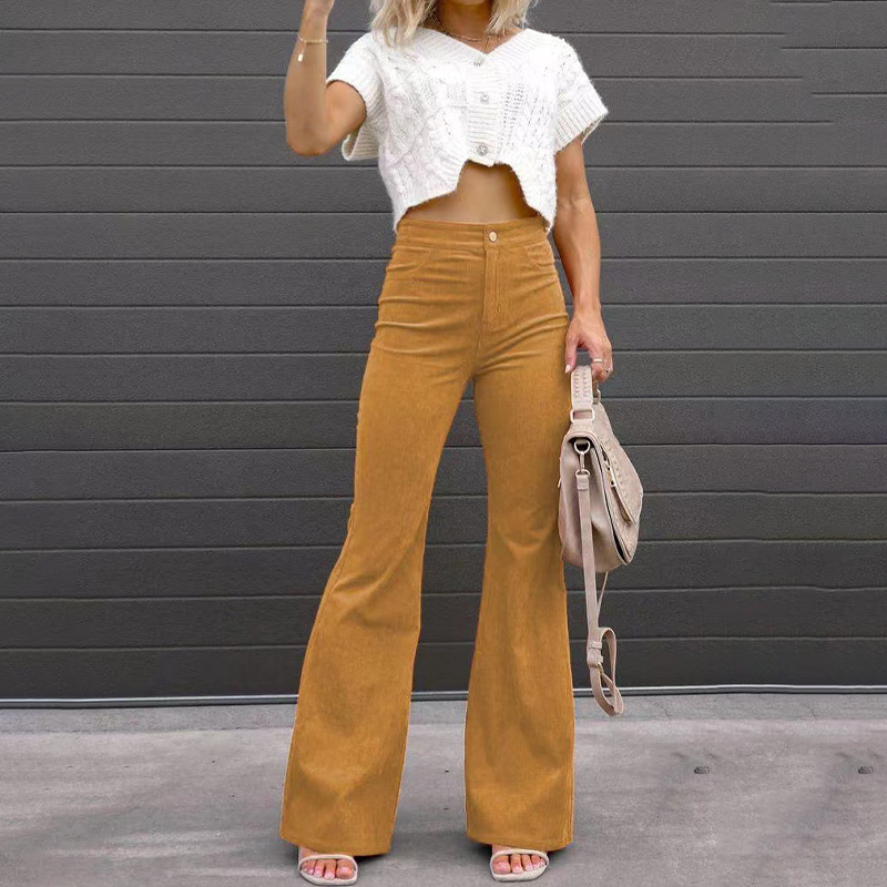 Women's high-waisted corduroy flared pants