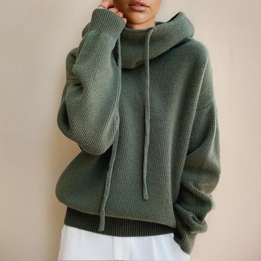 Women’s Turtleneck Sweater – Wool – Oversized Fit – Dropped Shoulders – Ribbed Trim
