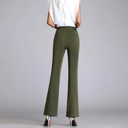 Women's feminine wide pants with slit bottom