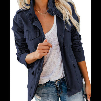 Women’s Utility Jacket – Cotton Feel – Regular Fit – Zip Button Closure – Four Pocket