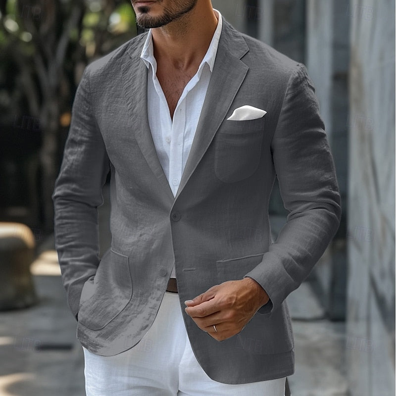 Men’s Blazer – Tailored Slim Fit – Breathable Blend – Single Button – Classic Lapel