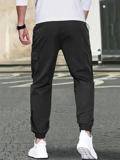 Men’s Jogger Trousers - Tapered Fit - Elastic Waist & Cuffs - Cargo Pockets - Casual Wear