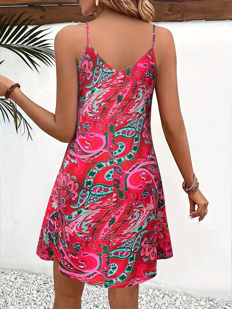 Women’s Cami Dress – Breathable Blend – A-Line Fit – V-Neck Sleeveless Casual Style