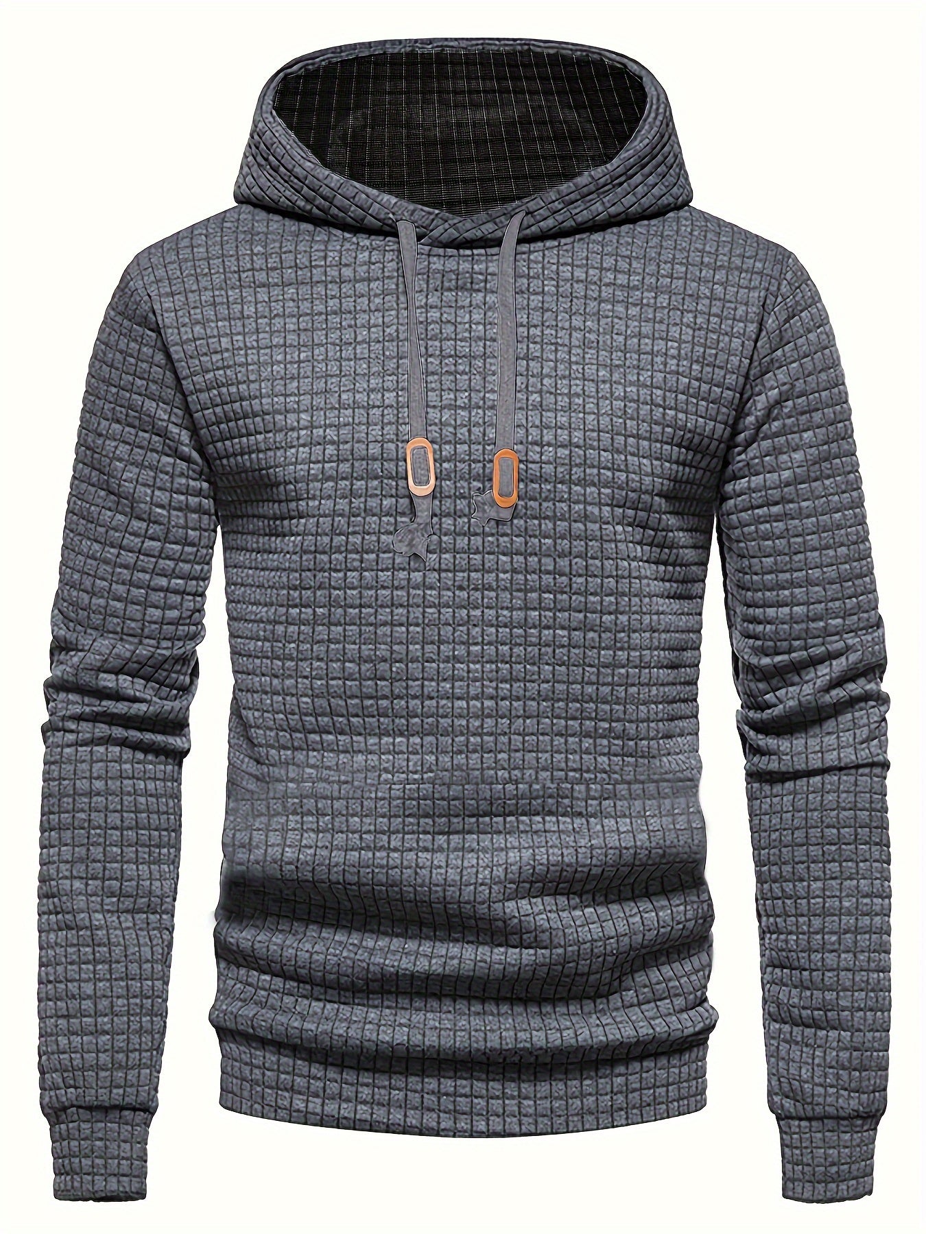 Men’s Quilted Hoodie - Regular Fit - Pullover Style - Drawstring Hood Casual Wear