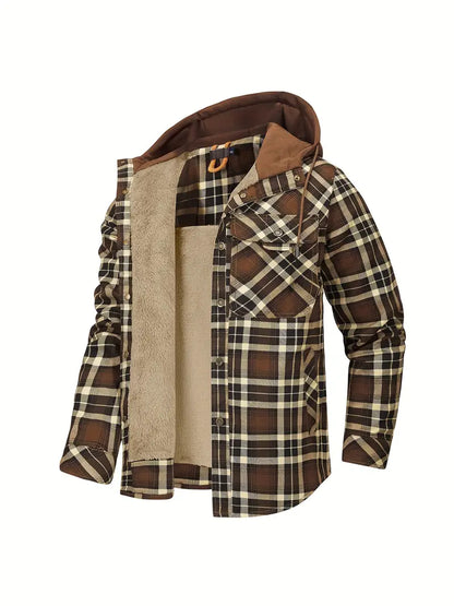 Hooded checked jacket for men