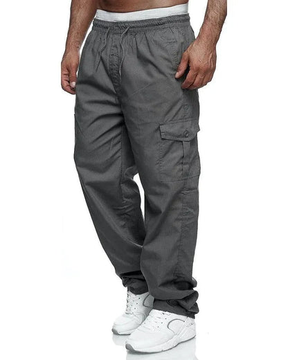 Men’s Cargo Pants - Loose Fit - Elastic Waistband - Multiple Pockets - Durable Fabric