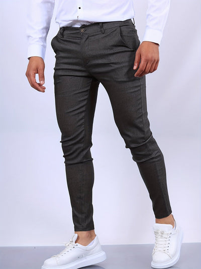 Men’s Slim-Fit Trousers - Tailored Design - Belt Loops & Pockets - Button & Zip Closure