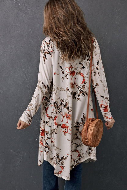 Women's printed open front long cardigan