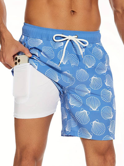 Men’s Beach Shorts – Relaxed Fit – Quick-Dry Breathable Blend – Inner Liner – Pockets