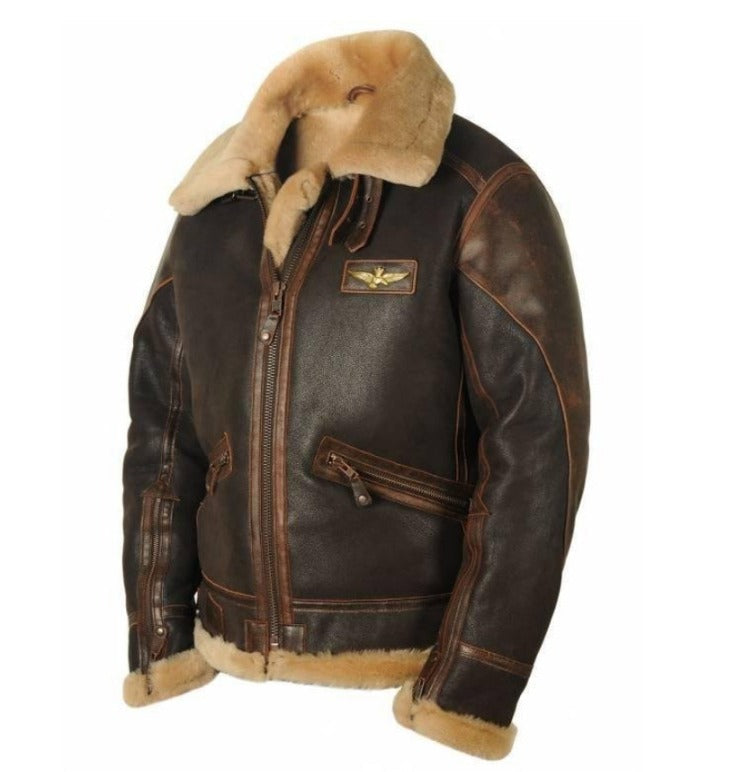 Men's flight faux fur jacket