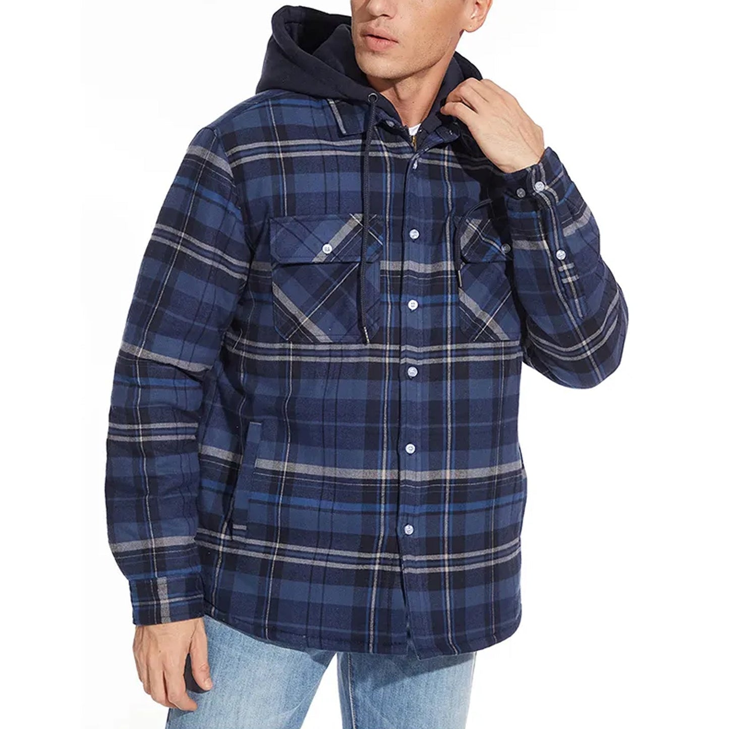 Men's checked long sleeve jacket