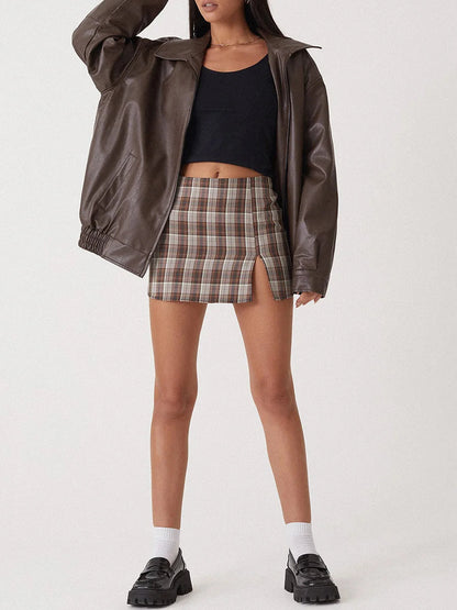 Women’s Bomber Jacket – Oversized Fit – Faux Leather – Zip Front – Ribbed Trim
