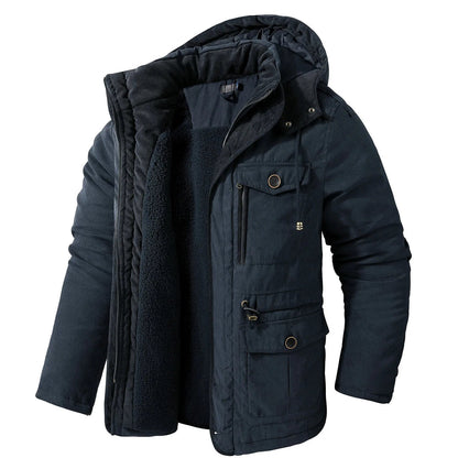 Men’s Utility Jacket – Weather-Resistant – Hooded – Multi-Pocket – Windproof Outerwear