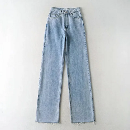 Women’s Wide-Leg Trousers – Relaxed Fit – Cotton Blend – Full Length – Front Pockets