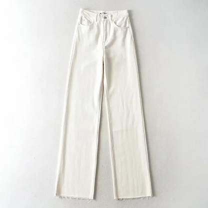 Women’s Wide-Leg Trousers – Relaxed Fit – Cotton Blend – Full Length – Front Pockets