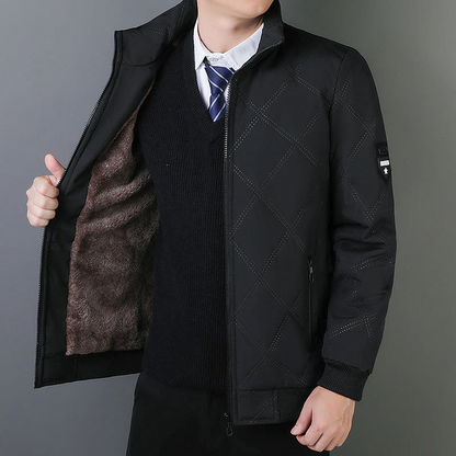 Men’s Quilted Jacket – Regular Fit – Insulated – Stand Collar – Zipper Pockets – Ribbed Cuffs