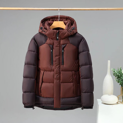 Men’s Padded Jacket – Structured Fit – Detachable Hood – Secure Pockets – Hip Length