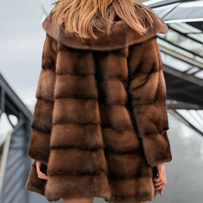 Women’s Trench Coat – Faux Fur – Relaxed Fit – Hooded – Mid-Thigh Length